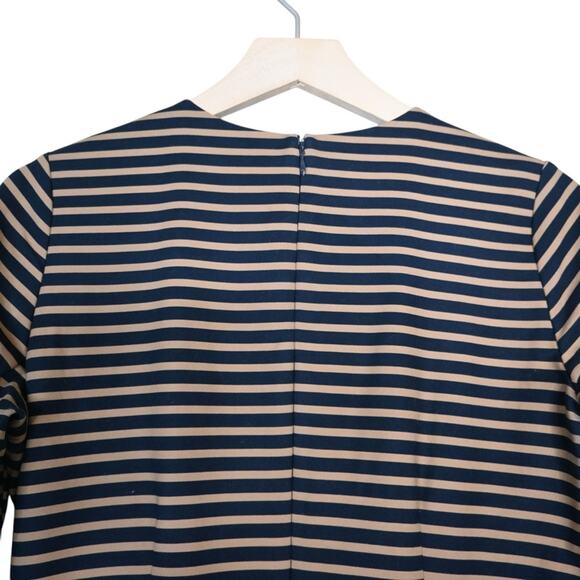 GAP Womens 6 Fit and Flare Navy Camel Striped Dress - Picture 4 of 11
